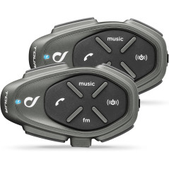 Interphone Tour - Dual Paquet - Système de Communication Moto Bluetooth, Jusqu'à 4 Riders, Portée 1.5 Km, Contrôle du Bruit, Jus
