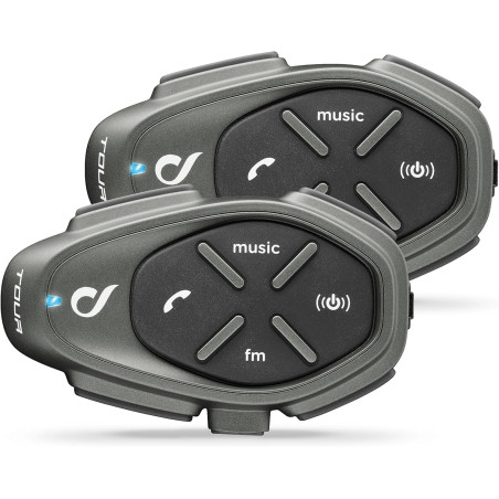 Interphone Tour - Dual Paquet - Système de Communication Moto Bluetooth, Jusqu'à 4 Riders, Portée 1.5 Km, Contrôle du Bruit, Jus