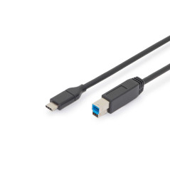 DIGITUS Câble USB 3.2 Gen1 – 1,8 m – USB-C vers Type-B – 5 Gbps – pour imprimantes, scanners, boîtiers de disque dur, hubs – Noi