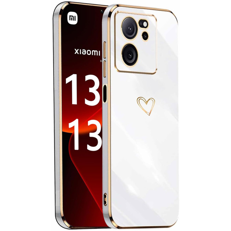 IBETEK Coque Compatible avec Xiaomi 13T/ 13T Pro Étui, Galvanisé Silicone Forme de Coeur d'amour Antichoc Anti-Rayures Souple TP