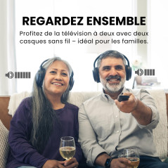 Avantree Duet - Double Casques sans Fil pour Télévision, Son Clair et Volume Amplifié pour Seniors, Installation Plug & Play Sim
