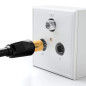 deleyCON 1m TV Câble Antenne (IEC-Fiche vers IEC-Coupleur) Câble Coaxial HDTV 4-Fois Blindage 2x Noyau Ferrite Filtre Courant de
