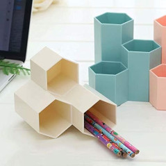 AhfuLife Pot Créatif Hexagonal Multifonction pour Ranger Pinceaux de Maquillage, Pinceaux, Stylos, Papeterie - Décoration de Bur