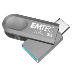 EMTEC - Clé USB 3.2 USB-A Type-C Dual D280 ECMMD32GD283 - Flash Drive Compatibilité Universelle USB 3.2 - Lecture 80Mo/s, Écritu