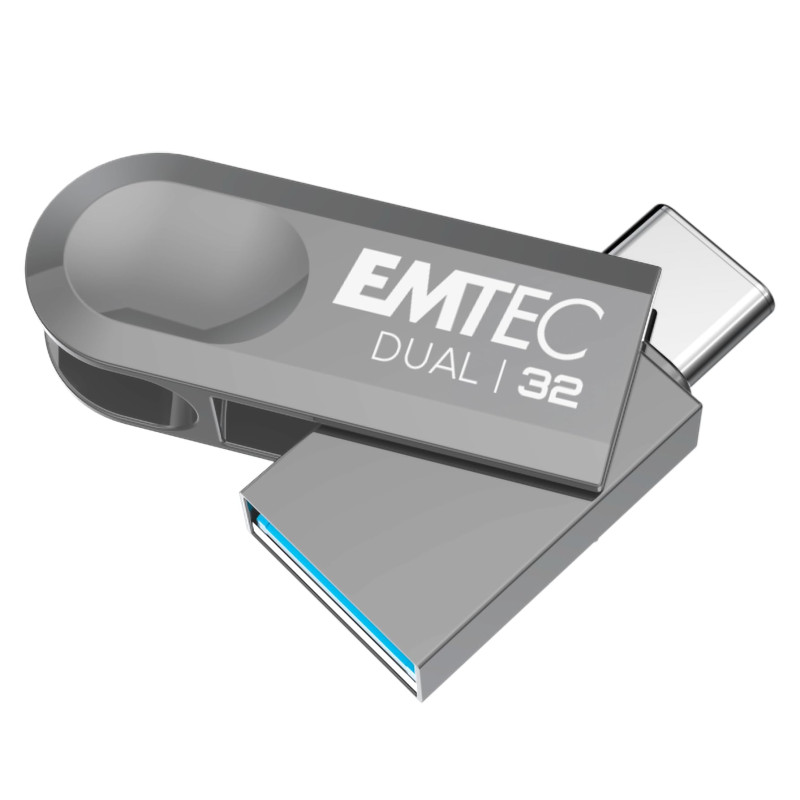 EMTEC - Clé USB 3.2 USB-A Type-C Dual D280 ECMMD32GD283 - Flash Drive Compatibilité Universelle USB 3.2 - Lecture 80Mo/s, Écritu EMTEC - Clé USB 3.2 USB-A Type-C Dual D280 ECMMD32GD283 - Flash Drive Compatibilité Universelle USB 3.2 - Lecture 80Mo/s, Écritu