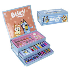 Set de papeterie Bluey Inspired - Couleur bleue - 26 X 10 X 13 cm - Comprend une mallette avec tout ce dont vous avez besoin pou