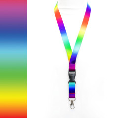 RolSeley Courroie de Cou de Lanières Multicolores avec Abstrait Motif Arc-en-ciel - Tour de Cou porte Badges avec Clip Métal Amo