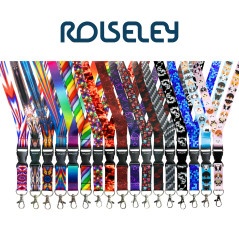 RolSeley Courroie de Cou de Lanières Multicolores avec Abstrait Motif Arc-en-ciel - Tour de Cou porte Badges avec Clip Métal Amo