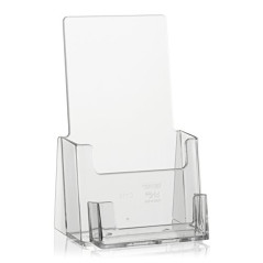 taymar Porte-brochures de table DIN long (DL) avec porte-cartes de visite supplémentaires, porte-brochures avec compartiment pou