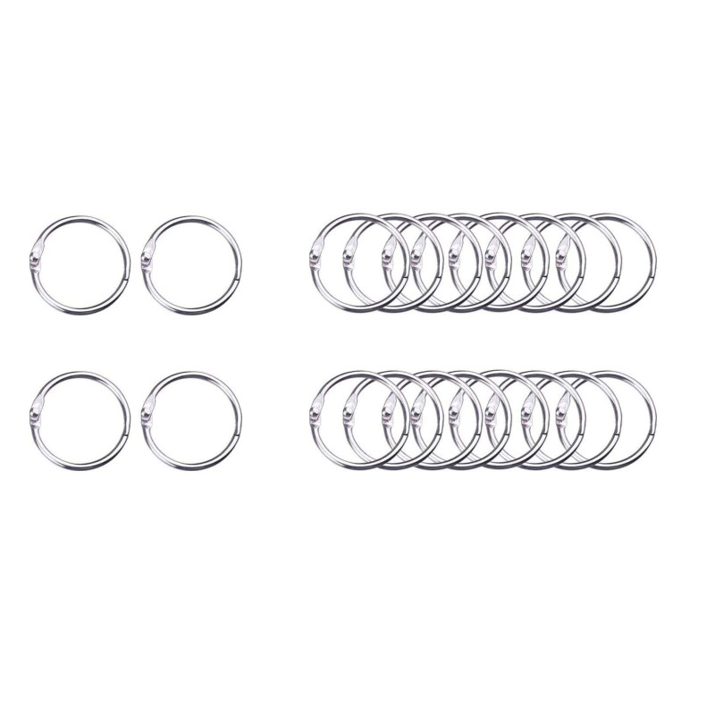 20pcs Anneaux de Livre, Anneaux de Reliure - 25mm Métalliques Articulés de Reliure pour Cartes,Porte-clés Bricolage Classeur Rid 20pcs Anneaux de Livre, Anneaux de Reliure - 25mm Métalliques Articulés de Reliure pour Cartes,Porte-clés Bricolage Classeur Rid