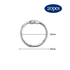 20pcs Anneaux de Livre, Anneaux de Reliure - 25mm Métalliques Articulés de Reliure pour Cartes,Porte-clés Bricolage Classeur Rid