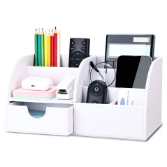 KINGFOM™ 7 Compartiments en PU Cuir Multi-fonctionnels Organisateur de Bureau