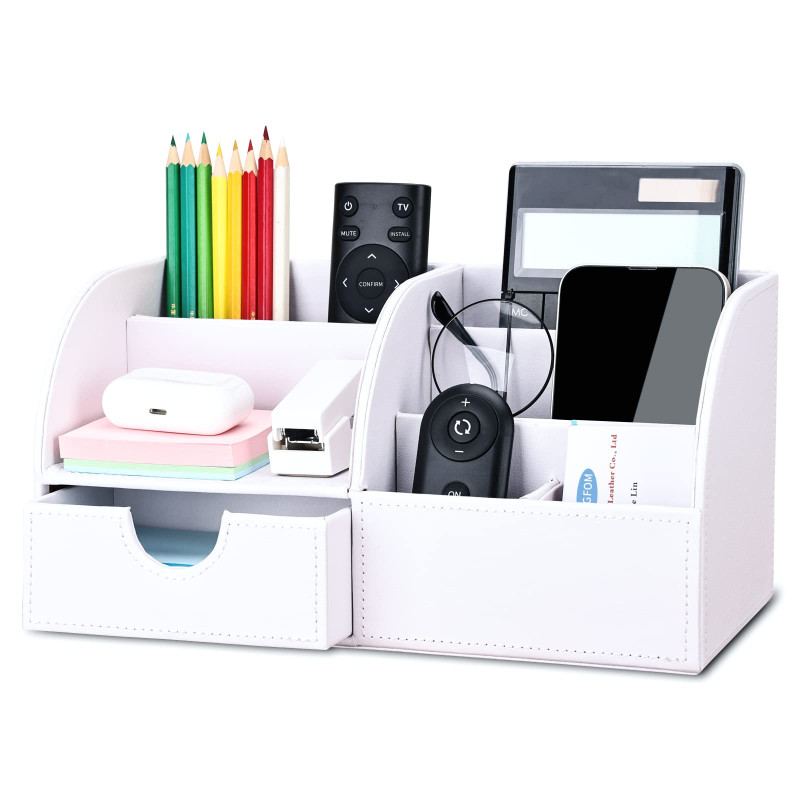 KINGFOM™ 7 Compartiments en PU Cuir Multi-fonctionnels Organisateur de Bureau KINGFOM™ 7 Compartiments en PU Cuir Multi-fonctionnels Organisateur de Bureau