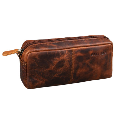 STILORD 'Spencer' Trousse en Cuir Vintage - Pochette à Fermeture Éclair - Organisateur Étui à Stylos - Cuir Véritable, Couleur:K
