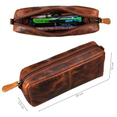 STILORD 'Spencer' Trousse en Cuir Vintage - Pochette à Fermeture Éclair - Organisateur Étui à Stylos - Cuir Véritable, Couleur:K