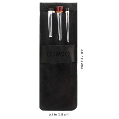Londo Étui en Cuir Véritable pour Stylos et Crayons avec Fermeture – Trousse à Stylos, Pochette de Fournitures de Bureau et Voya