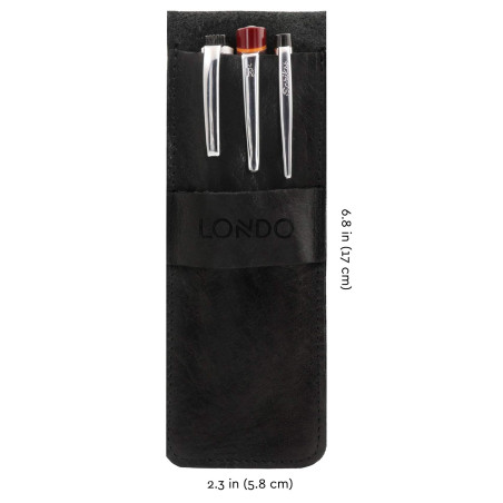 Londo Étui en Cuir Véritable pour Stylos et Crayons avec Fermeture – Trousse à Stylos, Pochette de Fournitures de Bureau et Voya