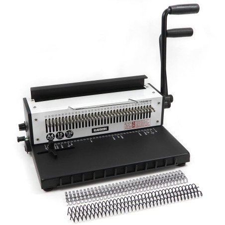 RAYSON Relieuse Spirale Métallique, Relier 130 Feuilles, Capacité de perforation de 15 Feuilles, 34 Trous, Pas de 3:1, TD-1500B3