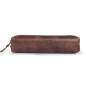 Londo Trousse pour Crayon en Cuir Véritable - avec Fermeture éclair (Marron)