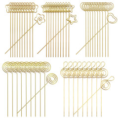 Woohome 50 PCS Mémo Clip en Métal 5 Formes Porte Mémo Clip Carte Photo Note Clips pour Décor de Gâteau de Mariage, Anniversaire,