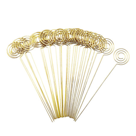 Woohome 50 PCS Mémo Clip en Métal 5 Formes Porte Mémo Clip Carte Photo Note Clips pour Décor de Gâteau de Mariage, Anniversaire,