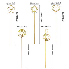 Woohome 50 PCS Mémo Clip en Métal 5 Formes Porte Mémo Clip Carte Photo Note Clips pour Décor de Gâteau de Mariage, Anniversaire,