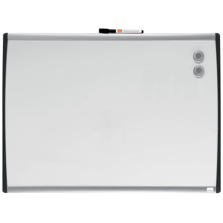 Nobo - Mini Tableau Blanc Magnétique Mural avec Cadre Incurvé, Marqueur Aimants et Kit de Fixation Murale Inclus, Maison/Bureau,
