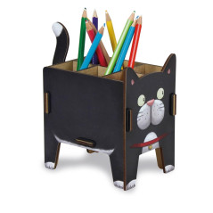 Werkhaus Design + Produktions GmbH Pot à crayons Motif chat 12,5 x 10 x 13 cm WE 7113_SML Noir