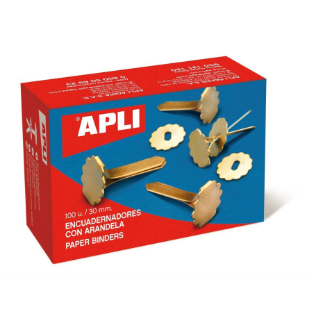 APLI 12285 Boîte de 100 Attaches parisiennes avec oeillets 18 mm