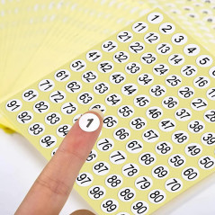 Numéros Autocollants,50 Feuilles 1-100 Numérotées étiquettes Autocollantes Gommettes Rondes Adhesive Nombres à Petits Chiffres,D