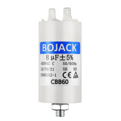 BOJACK CBB60 8uF 450V Condensateur de Démarrage moteur de Moteur pour Pompe de Piscine 8µF 450 Volt 35x68MM Connecteur M8 50/60H