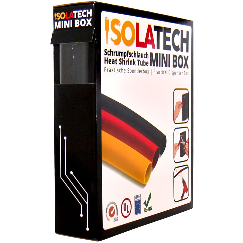 ISOLATECH Gaine thermorétractable 2:1 Mini Box sans colle transparente Ø9,5mm 7 mètres pour câbles électriques isolante non étiq ISOLATECH Gaine thermorétractable 2:1 Mini Box sans colle transparente Ø9,5mm 7 mètres pour câbles électriques isolante non étiq