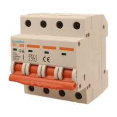 Interrupteur magnétothermique triphasé, MCB 380 V 4P 25 A C25, courbe C 6 kA, 4 modules DIN