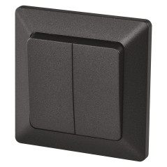 EMOS Interrupteur de série noir, double interrupteur pour éclairage, 250 V~/10 AX, interrupteur double en plastique, sans prise