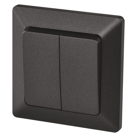 EMOS Interrupteur de série noir, double interrupteur pour éclairage, 250 V~/10 AX, interrupteur double en plastique, sans prise