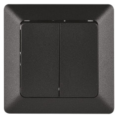 EMOS Interrupteur de série noir, double interrupteur pour éclairage, 250 V~/10 AX, interrupteur double en plastique, sans prise
