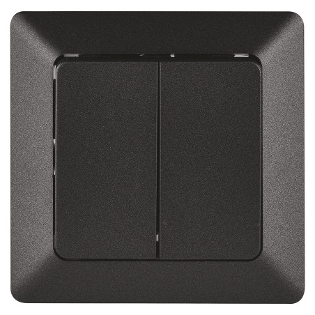 EMOS Interrupteur de série noir, double interrupteur pour éclairage, 250 V~/10 AX, interrupteur double en plastique, sans prise