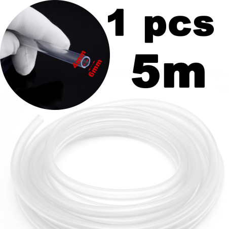 RUOJLING Tuyau 5 Mètres, Transparent, PVC, 4x6mm, Aquarium, Pompe à Eau, Climatiseur Mobile, Souple, Non Toxique, -10℃~60℃