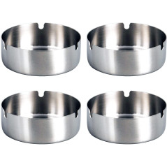 PIQIUQIU 4 Pièces Cendrier en Acier Inoxydable 10cm de Diamètre Cendrier Coupe-Vent Base de Cendrier de Table Moderne pour Burea
