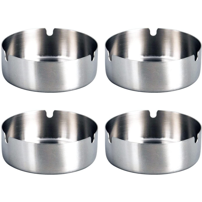 PIQIUQIU 4 Pièces Cendrier en Acier Inoxydable 10cm de Diamètre Cendrier Coupe-Vent Base de Cendrier de Table Moderne pour Burea PIQIUQIU 4 Pièces Cendrier en Acier Inoxydable 10cm de Diamètre Cendrier Coupe-Vent Base de Cendrier de Table Moderne pour Burea