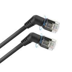 ACT Noir 7 mètres câble de raccordement U/FTP CAT6A Slimline avec connecteurs RJ45 rotatifs inclinés à 360° DD1907