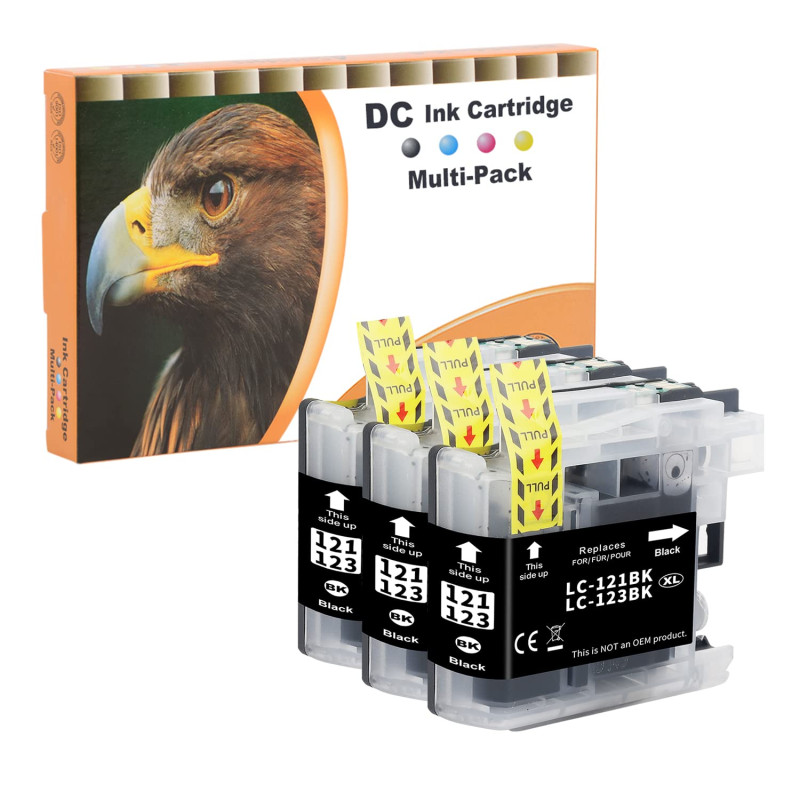 D&C 3X Noir Cartouche d'encre Compatible pour Brother LC-123 LC123 XL pour Brother DCP-J132W DCP-J150 DCP-J152W DCP-J172W DCP-J4