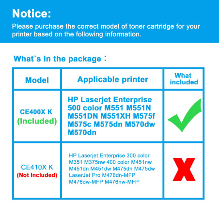 LCL Cartouche de Toner Remanufacturée 507X 507A CE400X CE400A 11000pages (1 Noir) Remplacement pour HP LaserJet Enterprise 500 C
