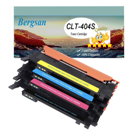 Bergsan 4 Cartouche de Toner XL compatible pour Samsung CLT-P404C pour Samsung Xpress C430 C430W C480 C480W C480FN C480FW Xpress