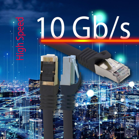 freiwerk 10 m - noir - 1 pièce câble réseau CAT.7 câble de raccordement Ethernet Lan S-FTP LSZH PIMF 10GB s prise RJ45 Cat6a