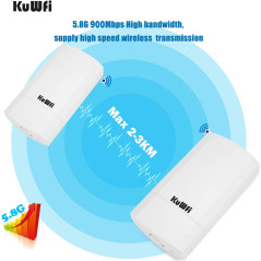 KuWFi 900Mbps Point d'Accès Extérieur, Repeteur Wifi Pont / CPE sans fil Point à Point intérieur et Extérieur, prend en charge u
