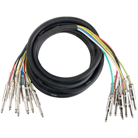 Pronomic Stage MJJ8-3 Câble Multicore 8 x 6,3 mm Jack mono vers 8 x 6,3 mm Jack mono 3 m