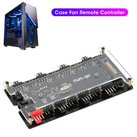 Boîtier Fan Hub PWM + ARGB Contrôleur 2 en 1, alimentation SATA + contrôle de la carte mère et télécommande, pour ventilateur de