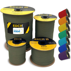 EdcX Paracorde en Nylon 4 mm 550 100 m (330 Pieds) - Type III, Corde 100% Nylon, Corde à 7 brins, Corde en Nylon 4 mm dans des C