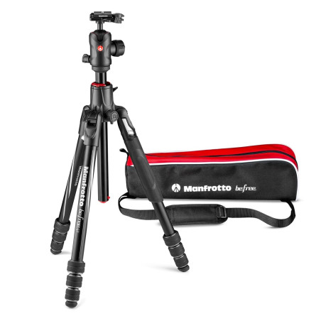 Manfrotto Befree GT XPRO Trépied Aluminium, Rotule Ball Centrée 496, Fermeture Twist, Colonne 90°, Plateau 200PL-PRO, pour Refle